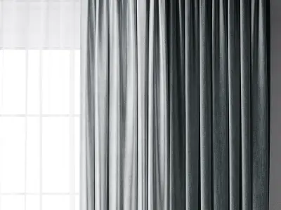 Hadi curtains 72 Blue 3D model