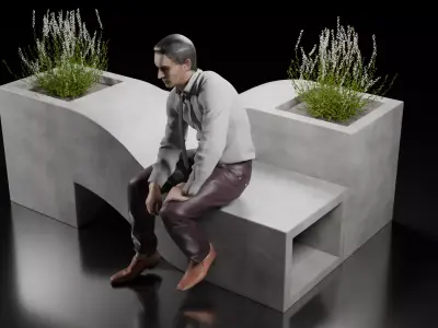 Concrete Bench 3D model get