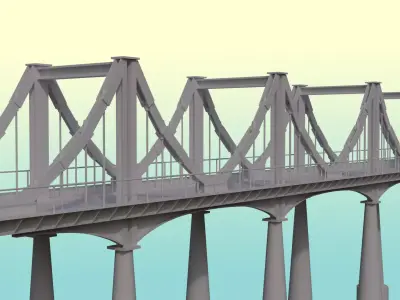 Suspension Bridge Low-poly 3D model