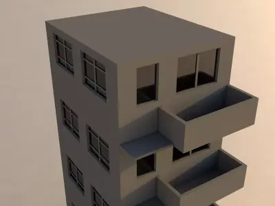 Modern 4 Story Building 3D model