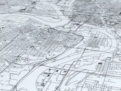 Kansas City Road Network and Streets 3D model