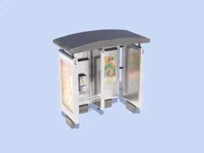 Info Kiosk with Phone Low-poly 3D model