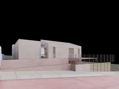 House concrete with pool 3D model
