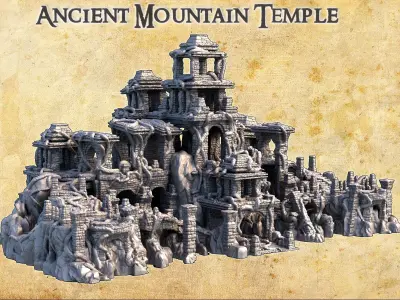 Ancient Mountain Temple Tabletop Terrain 28 MM 3D print model