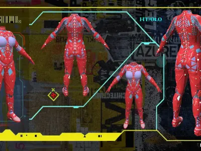 Sci Fi Cyberpunk Female Suit Low-poly 3D model