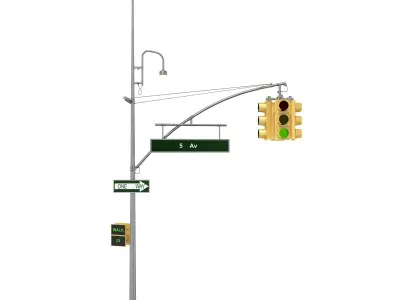 Street Light With Traffic Light 3D model