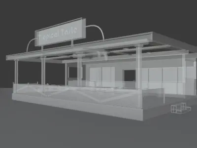 Restaurant - Low poly  Low-poly 3D model