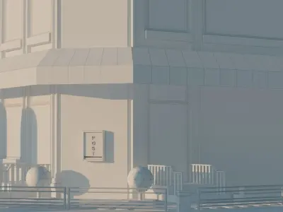 Low poly 3d modular location - Hotel and street 3D model