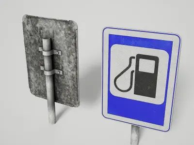 Service Road Signs PackVol 2 Low-poly 3D model