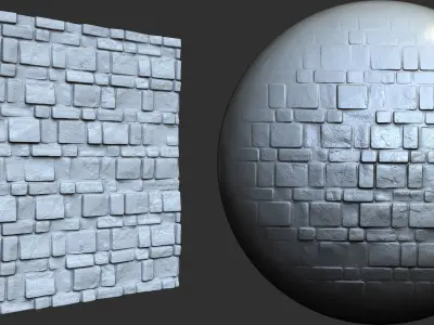 Brick Pattern Brushes Noise and Height Map Low-poly 3D model