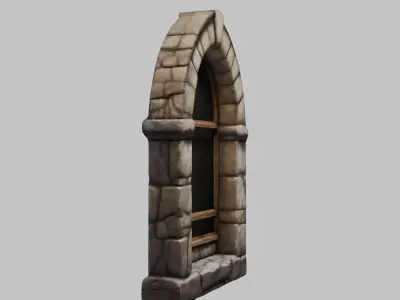 Medieval Stone Window Low-poly 3D model