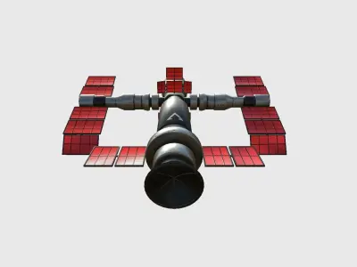 Satellite F04 Steel Red - SciFi Space Design Low-poly 3D model