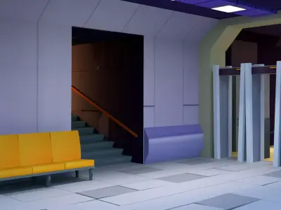 Low Poly Subway Station Blender Model  Game-Ready Low-poly 3D model