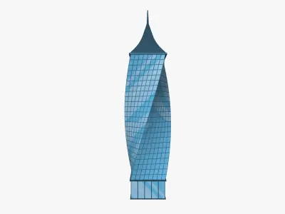 Cartoon skyscraper building 6 Low-poly 3D model