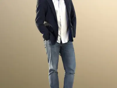 David 11276 - Man Standing Outside Looking Up Low-poly 3D model