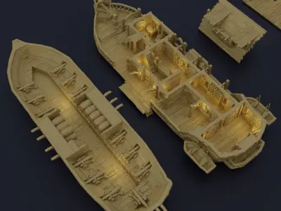 Floating Pirate Tavern  Tabletop Terrain 28 MM 3D print model