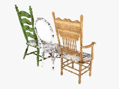 Bench maded from old chairs 3D model