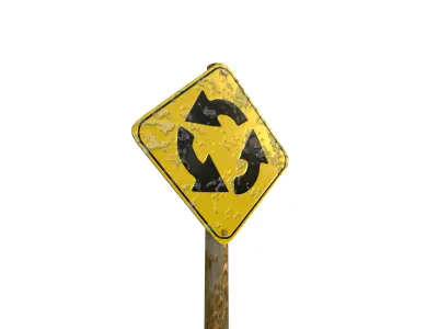 Rounabout Ahead Traffic Sign 3D model