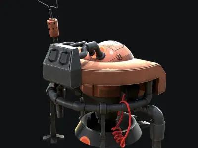 Sci-Fi Consolo Computer Base 7 Low-poly 3D model