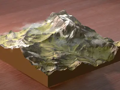 Gaea - Summer Alps Mountains 3D model