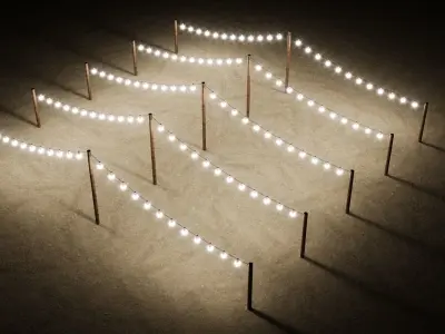 Light Bulb String Low-poly 3D model