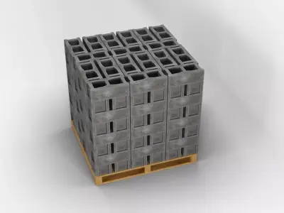 Wooden Pallet with Bricks 4 3D model