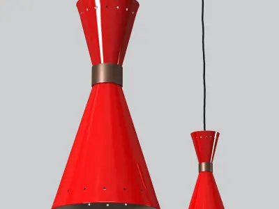 Mid Century Mercury Red Pendant Light 3D model
