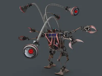 Robot with four eyes 3D model