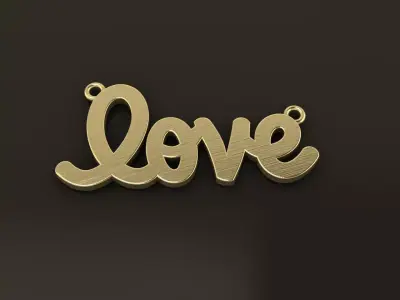 LOVE CURSIVE PENDANT 30MM WIDTH LENGTH MID SIZE 3D print model