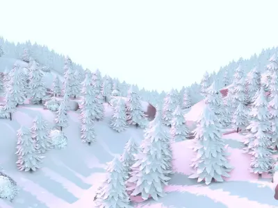 Winter Forest - Hand Painted Low-poly 3D model