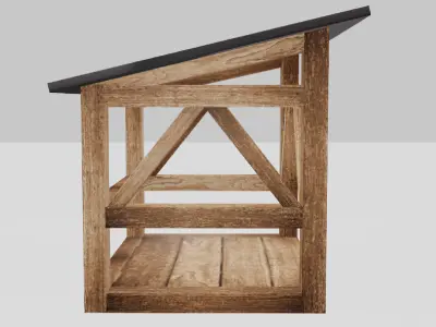 Dark Firewood Storage Low Poly Low-poly 3D model