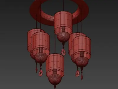 NUARE 6 chandelier with glass shades 3D model