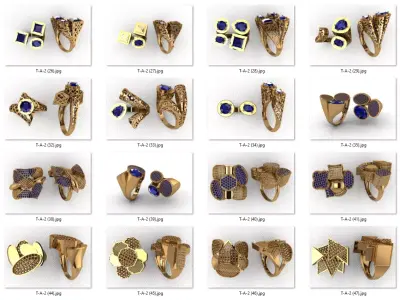 ring 109 pieces drawing 3d rihone drawing ring rings ring gold 3D print model