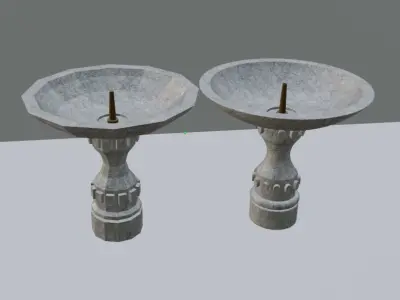 Marble Fountain Low Poly and High Poly Low-poly 3D model