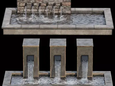 Waterfall fountains cascade 1 3D model