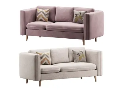 Sofa Couch with Ottoman 3D model