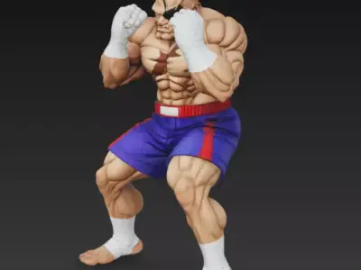 Sagat from Street Fighter 3D print model