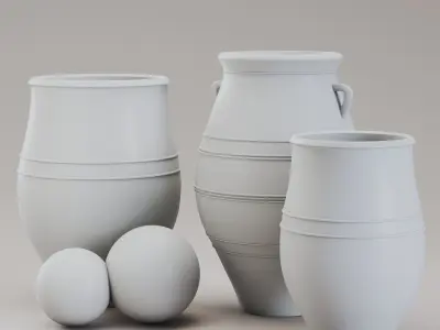 Planter pots collection Low-poly 3D model