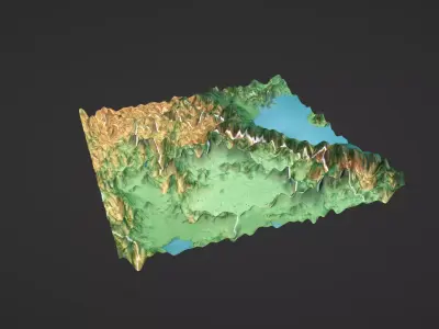 Laos Map Topography Low-poly 3D model