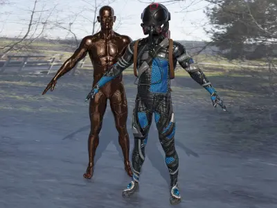 3D model of sci fi gas man with pack 3D model