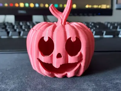 Jack-O-Lantern LED Candle Holder - Pre-Supported V5 - STL File 3D print model