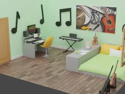 Yohan Bedroom Low-poly 3D model