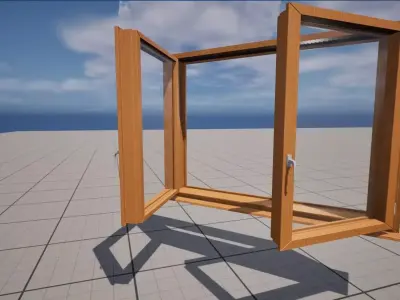 Double Wood Window Game Ready 3D Model Low-poly 3D model
