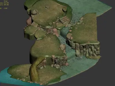Disney main city - cliff 03 3D model