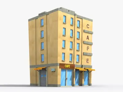 Cartoon Building x30 Low-poly 3D model