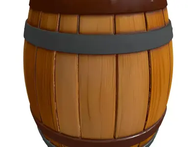 Stylized Root Beer Wooden Barrel Low-poly 3D model