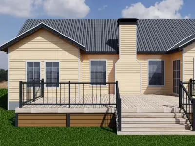 Low Poly Suburban Exterior House Game Ready 3D Model Low-poly 3D model