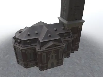 Hamburg St Michaelis Hauptkirche Low-poly 3D model