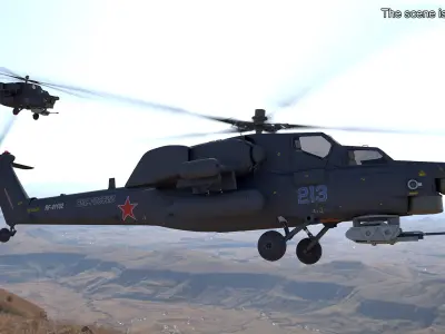  Mi-28 Havoc Russian Attack Helicopter Rigged for Maya 