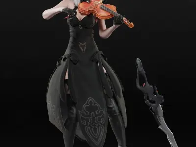 10E - The Violinist Low-poly 3D model